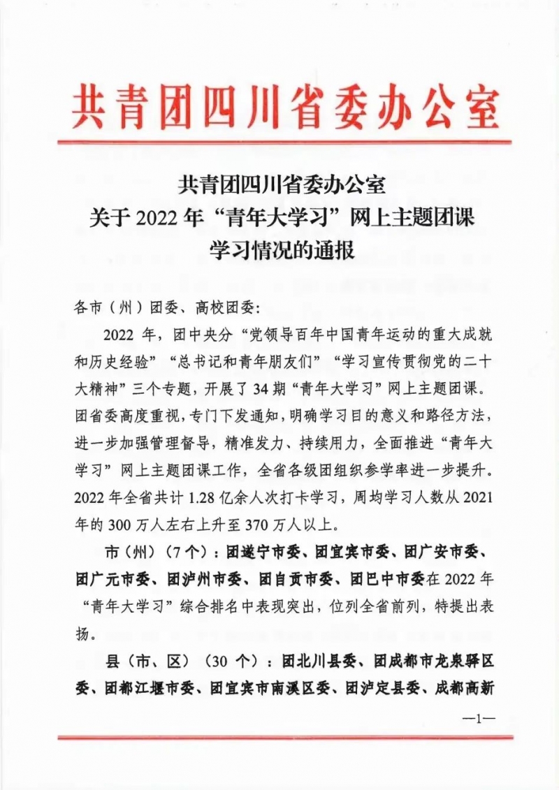 我?！扒嗄甏髮W習”網(wǎng)上主題團課學習情況受到團省委表揚